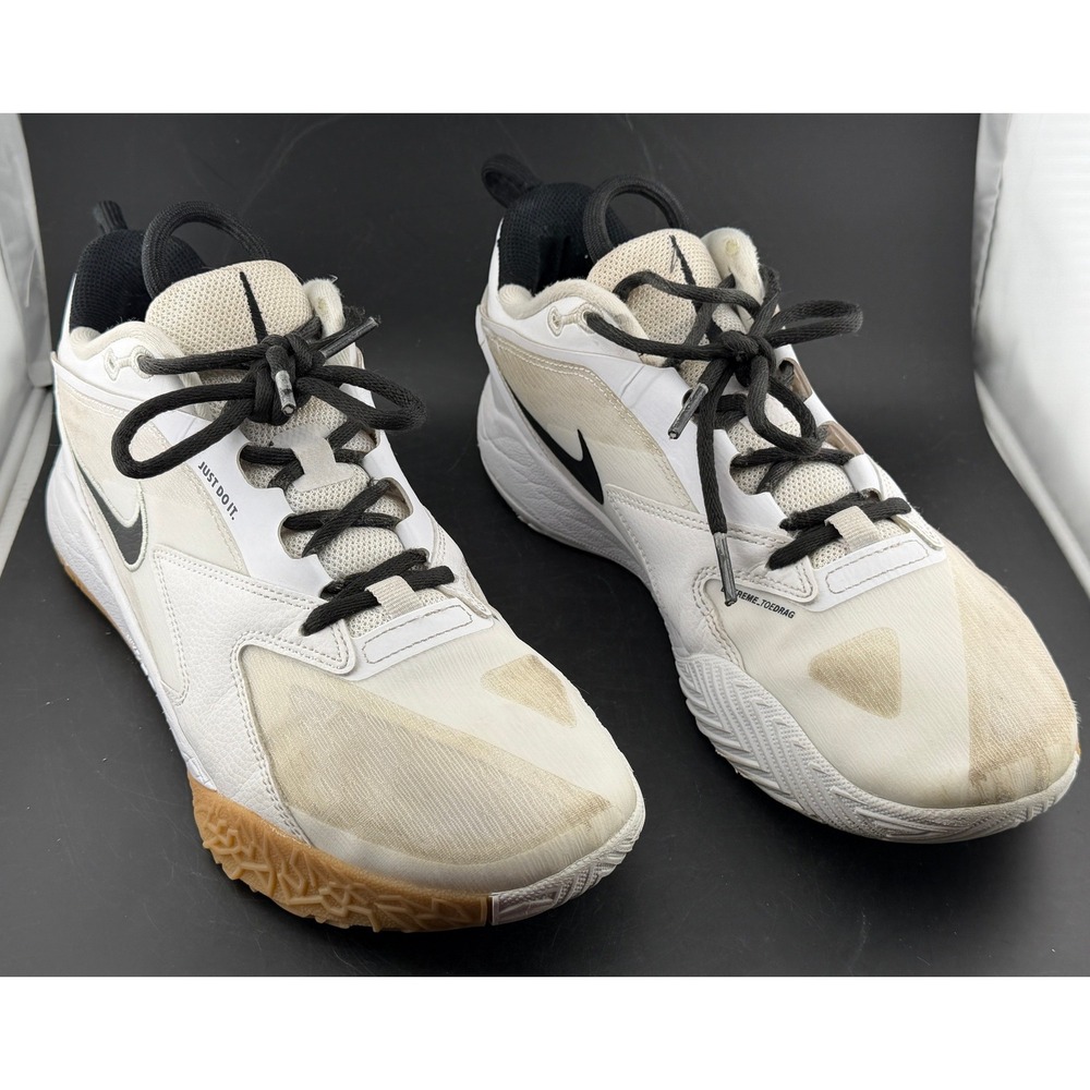 Nike Air Zoom Hyperace 3-Volleyball Shoes, White Black, Gum, FQ7074-101 Mens 7.5